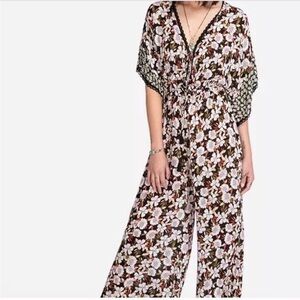 Johnny Was Black V-Neck, Wide-Leg Jumpsuit